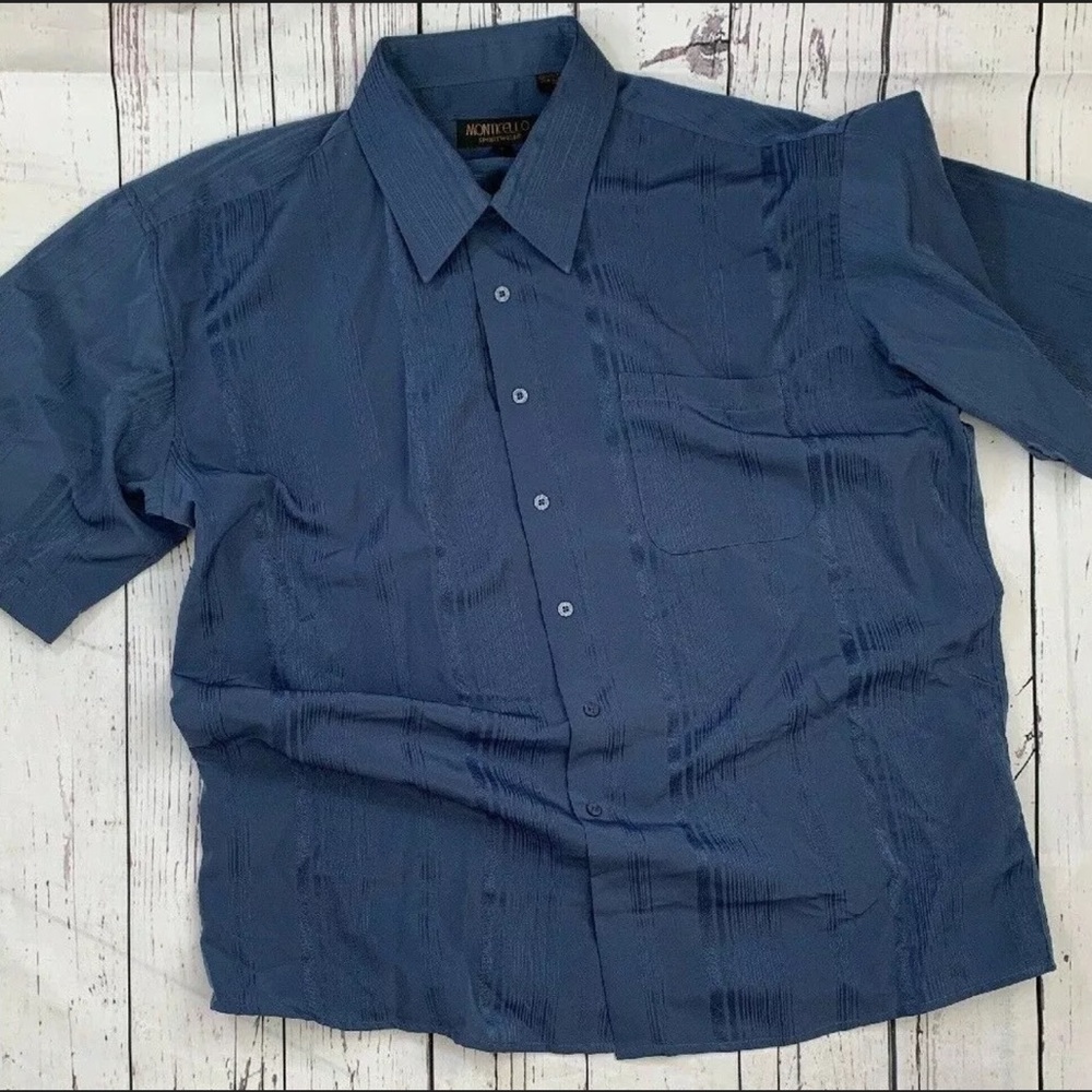Dark Blue Short Sleeve Button Front Shirt XL